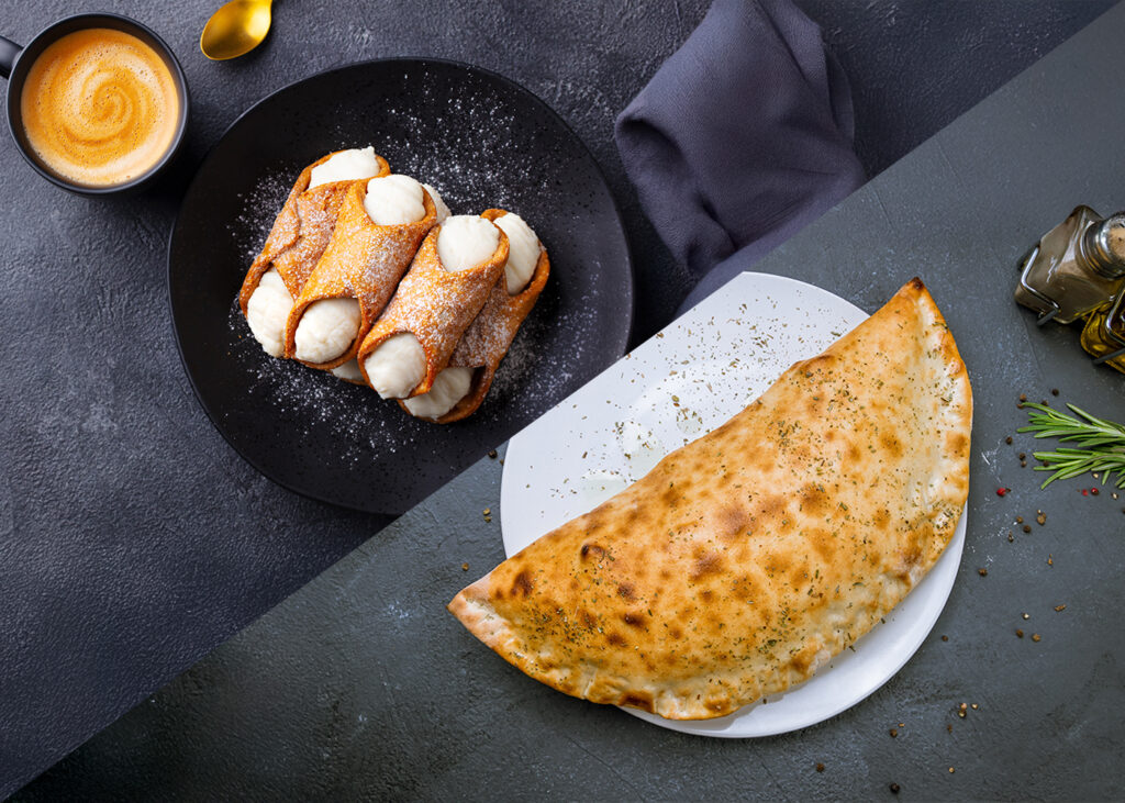 a cannoli and a calzone